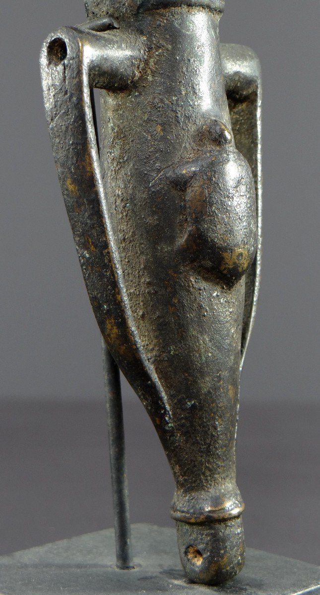 Burkina Faso, Lobi People, 1950s, Bronze Bulb Whistle Decorated With A Turtle. -photo-3