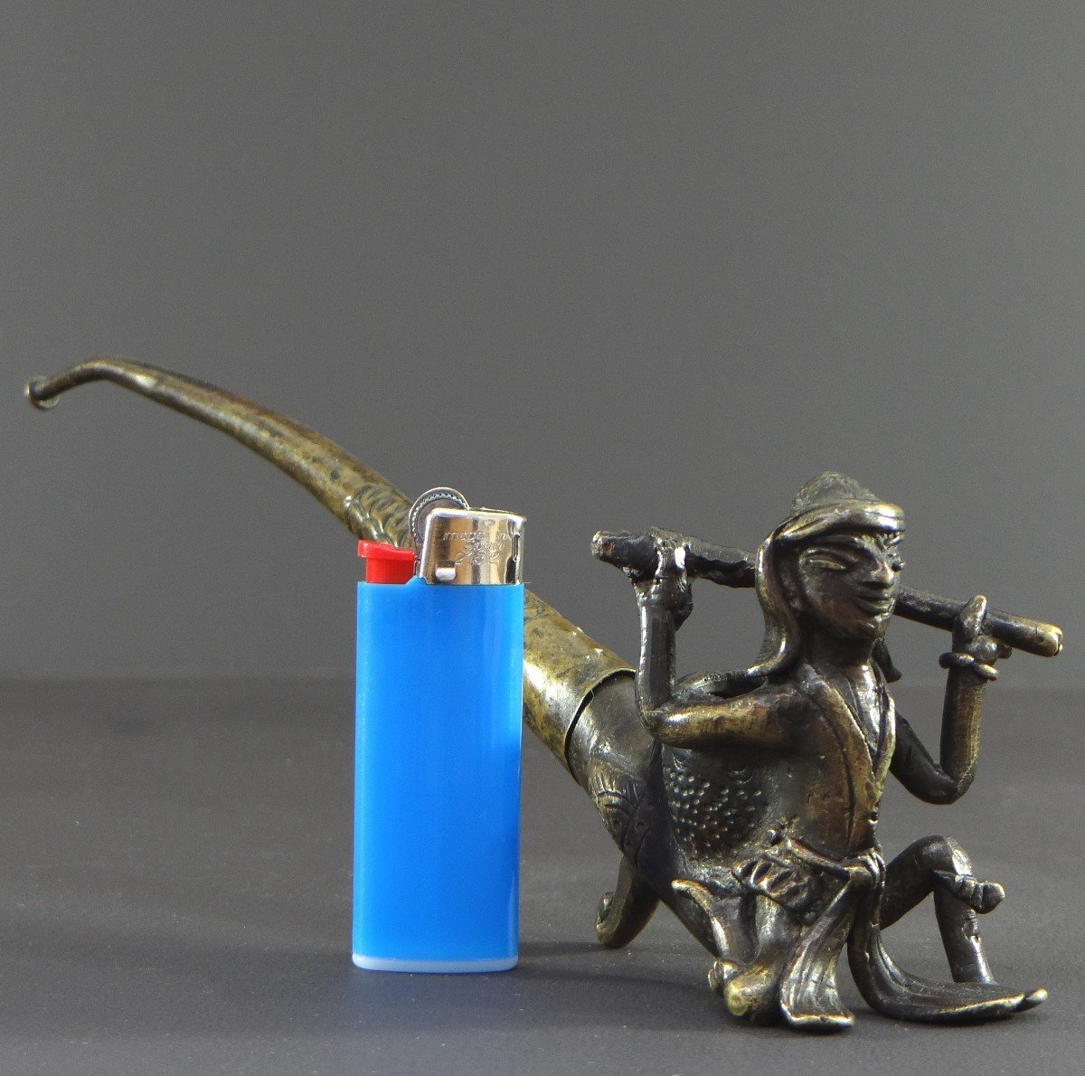 Burma, 1920s/1930s, Bronze And Brass Pipe Decorated With A Nat. -photo-8