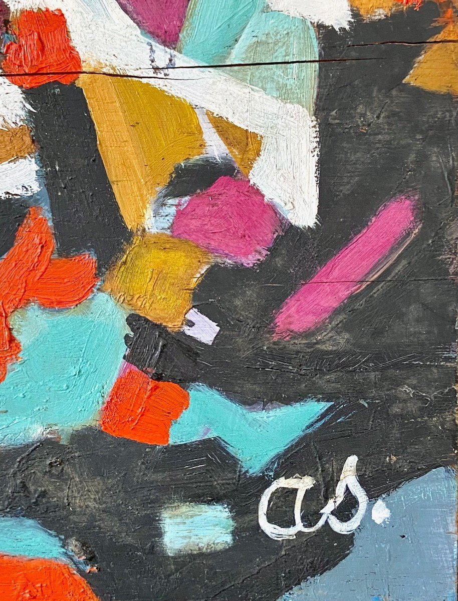 Andrée Simon (1896-1981), Abstract Composition, Oil On Panel From 1978.-photo-2