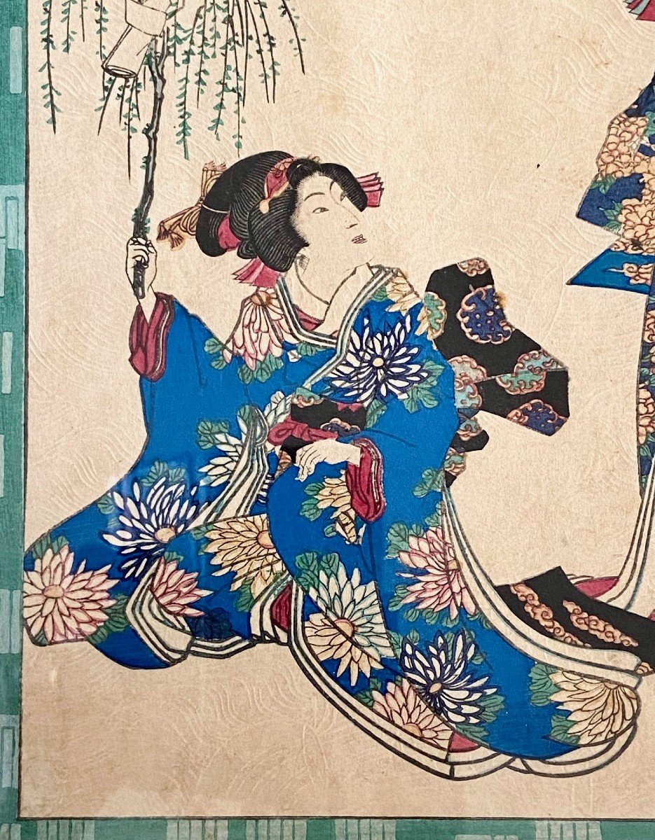 Japon, XIXème Siècle, Estampe De Tsunoda Kunisada (1786-1864) -Toyokuni III- Deux Geishas. -photo-4