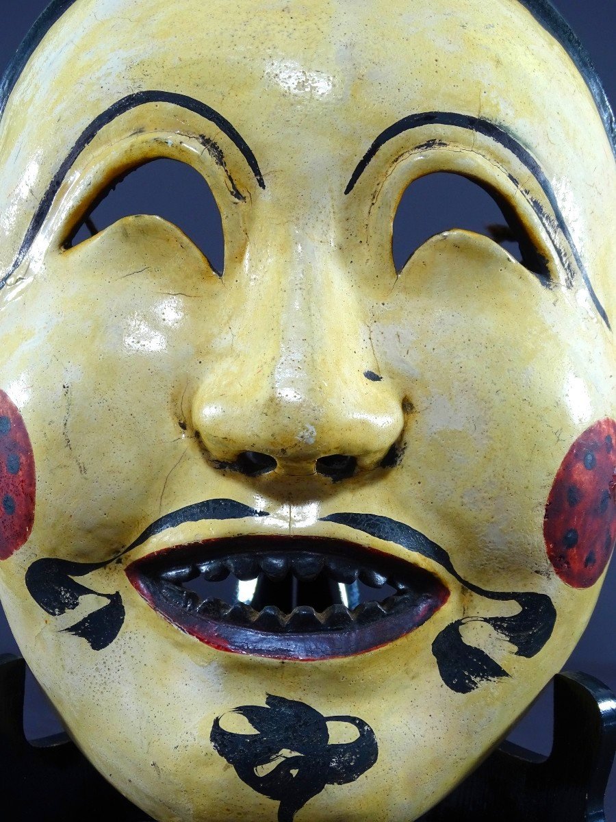 Japon, Années 1930/1950, Masque De Danse Bugaku En Bois Laqué Figurant Le Personnage Shintoriso-photo-3