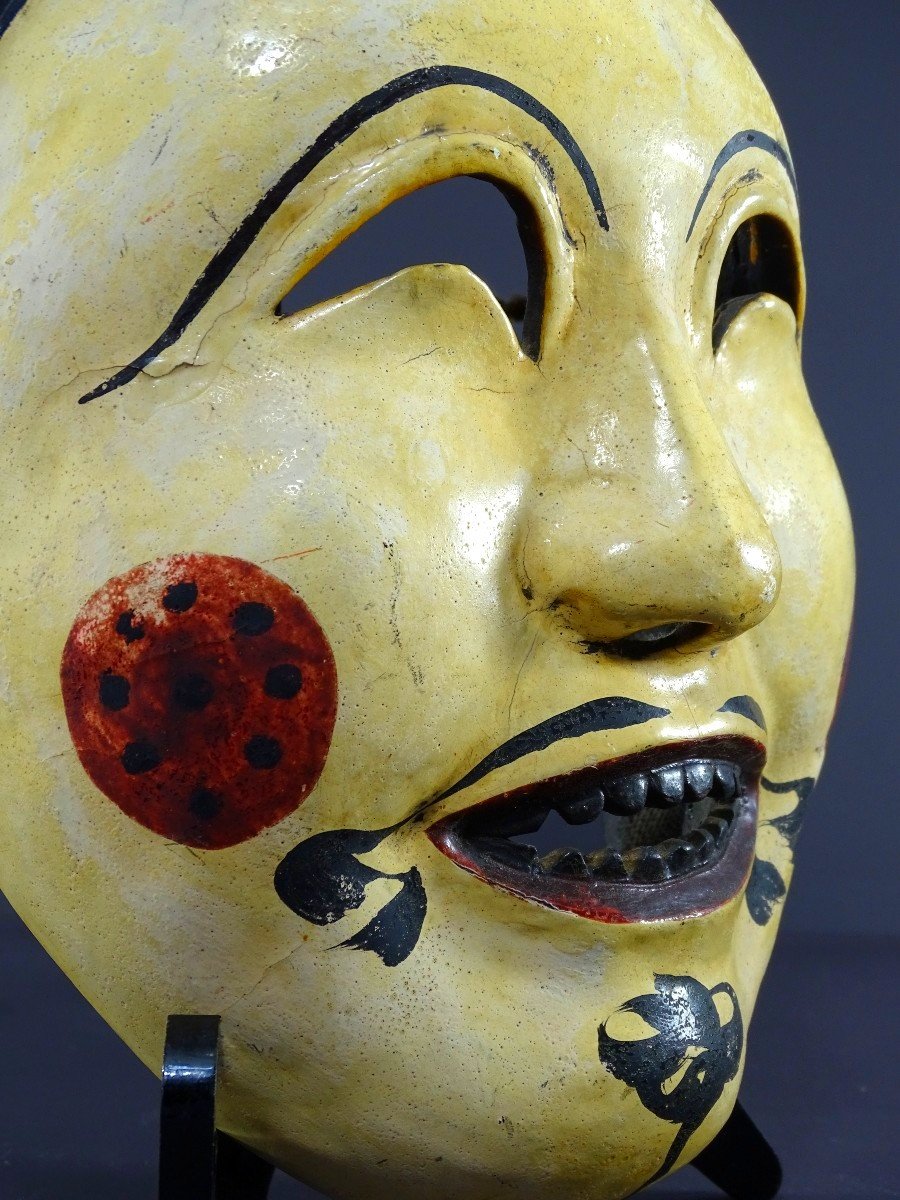 Japon, Années 1930/1950, Masque De Danse Bugaku En Bois Laqué Figurant Le Personnage Shintoriso-photo-3