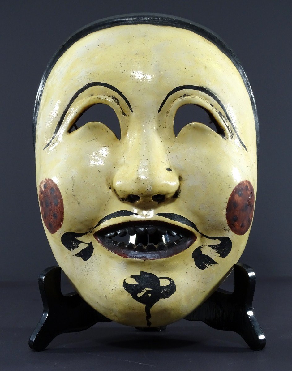 Japon, Années 1930/1950, Masque De Danse Bugaku En Bois Laqué Figurant Le Personnage Shintoriso