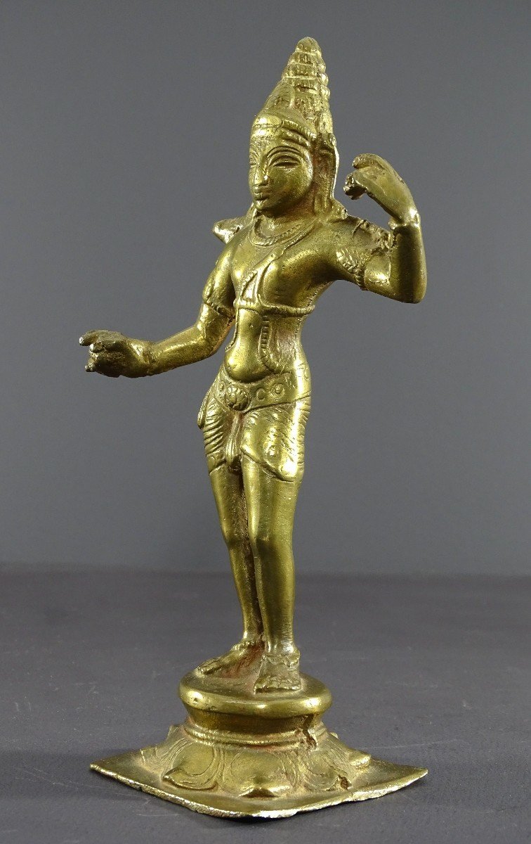 Inde, Milieu Du XXème Siècle, Statue En Bronze Représentant La Déesse Hindoue Parvati.-photo-3