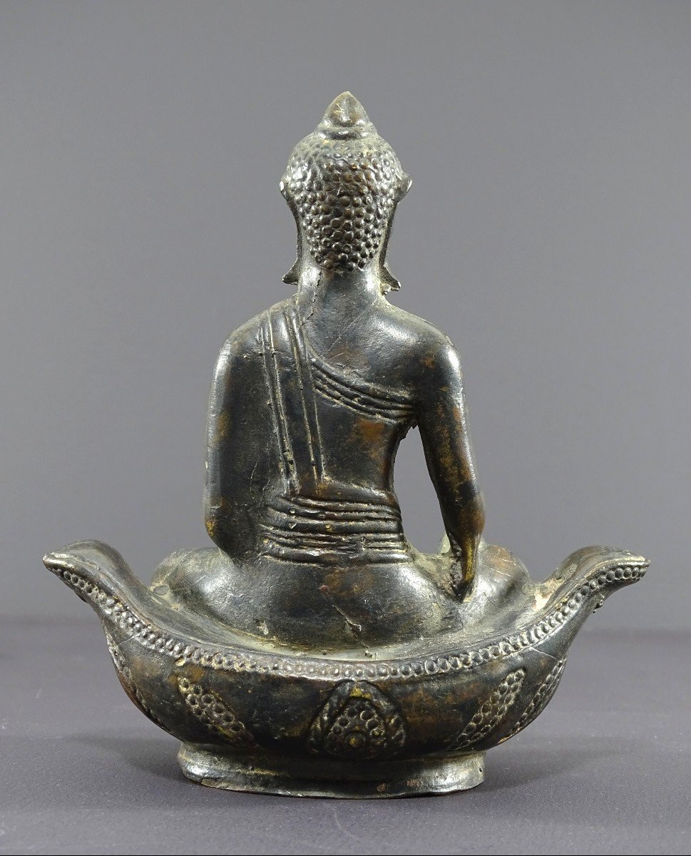 Thaïlande, Début Du XXème Siècle, Superbe Bouddha De Style Sukhothai En Bronze.-photo-5