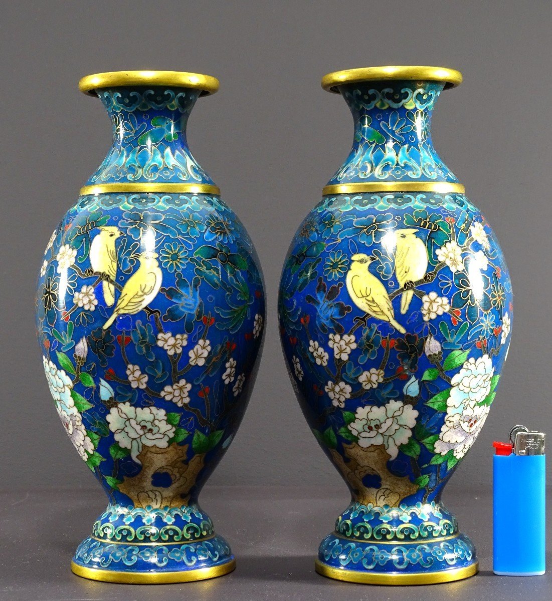 China, 1950s/1960s, Pair Of Baluster-shaped Cloisonné Enamel Vases With Floral Decoration.-photo-4