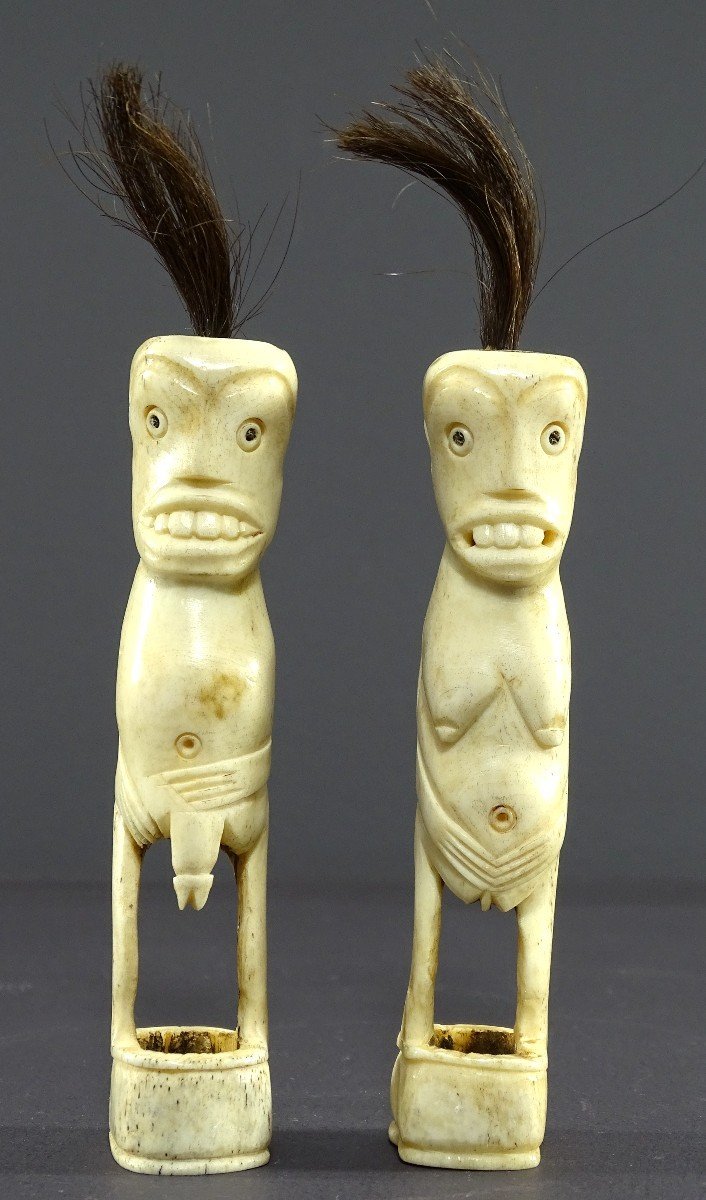 Indonesia, Sumatra Island, Batak People, Mid 20th Century, Pair Of Fertility Amulets