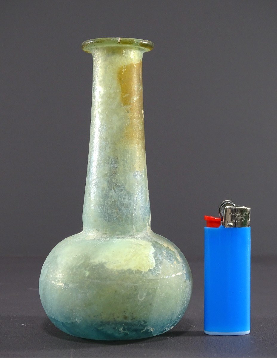 Rome, 3rd Century Ad, Balsam Jar In Iridescent Blown Glass With An Elongated Neck.-photo-4