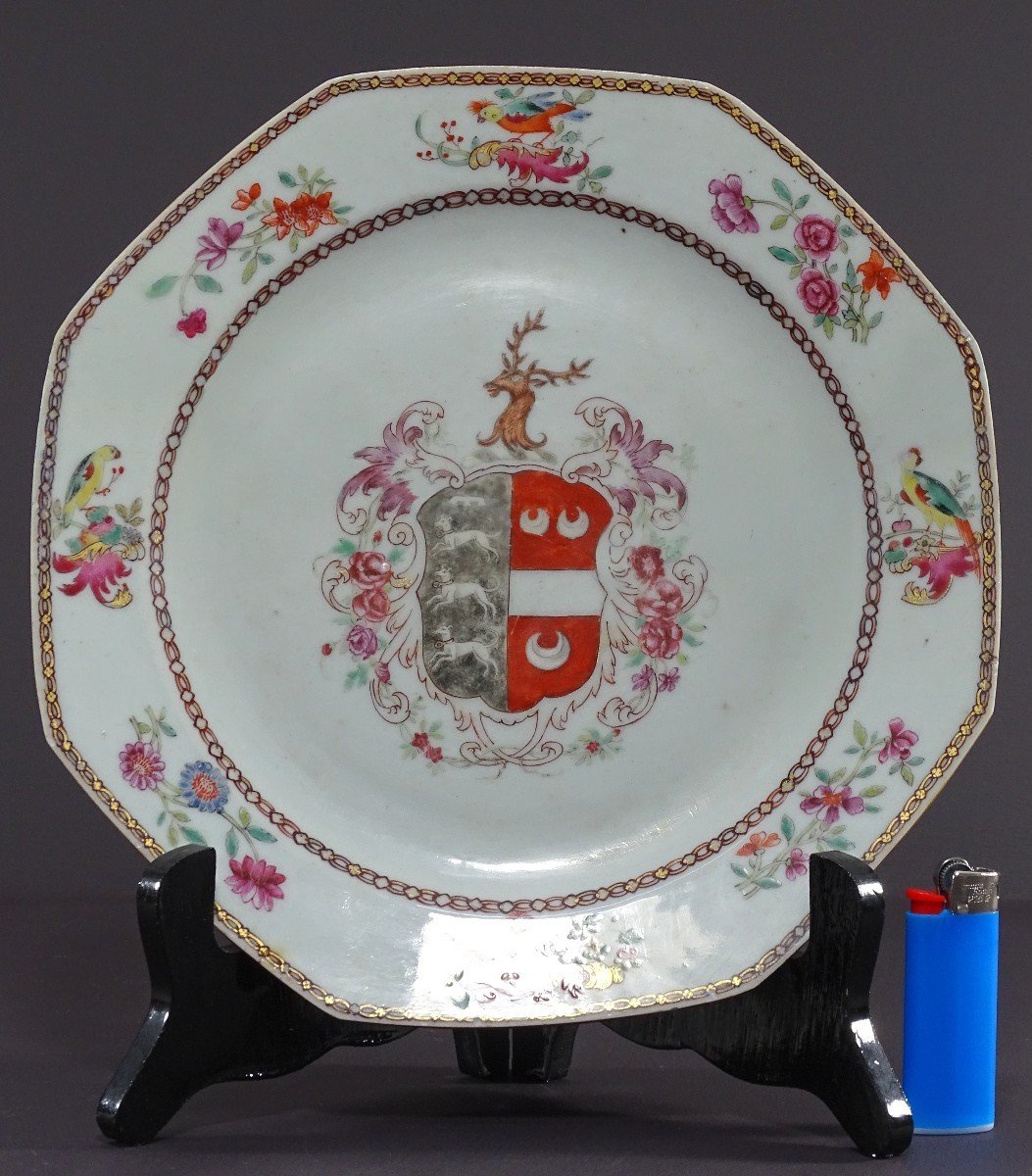 Chine, XVIIIème Siècle, époque Règne De L’empereur Qianlong (1736-1795), Assiette En Porcelaine-photo-7