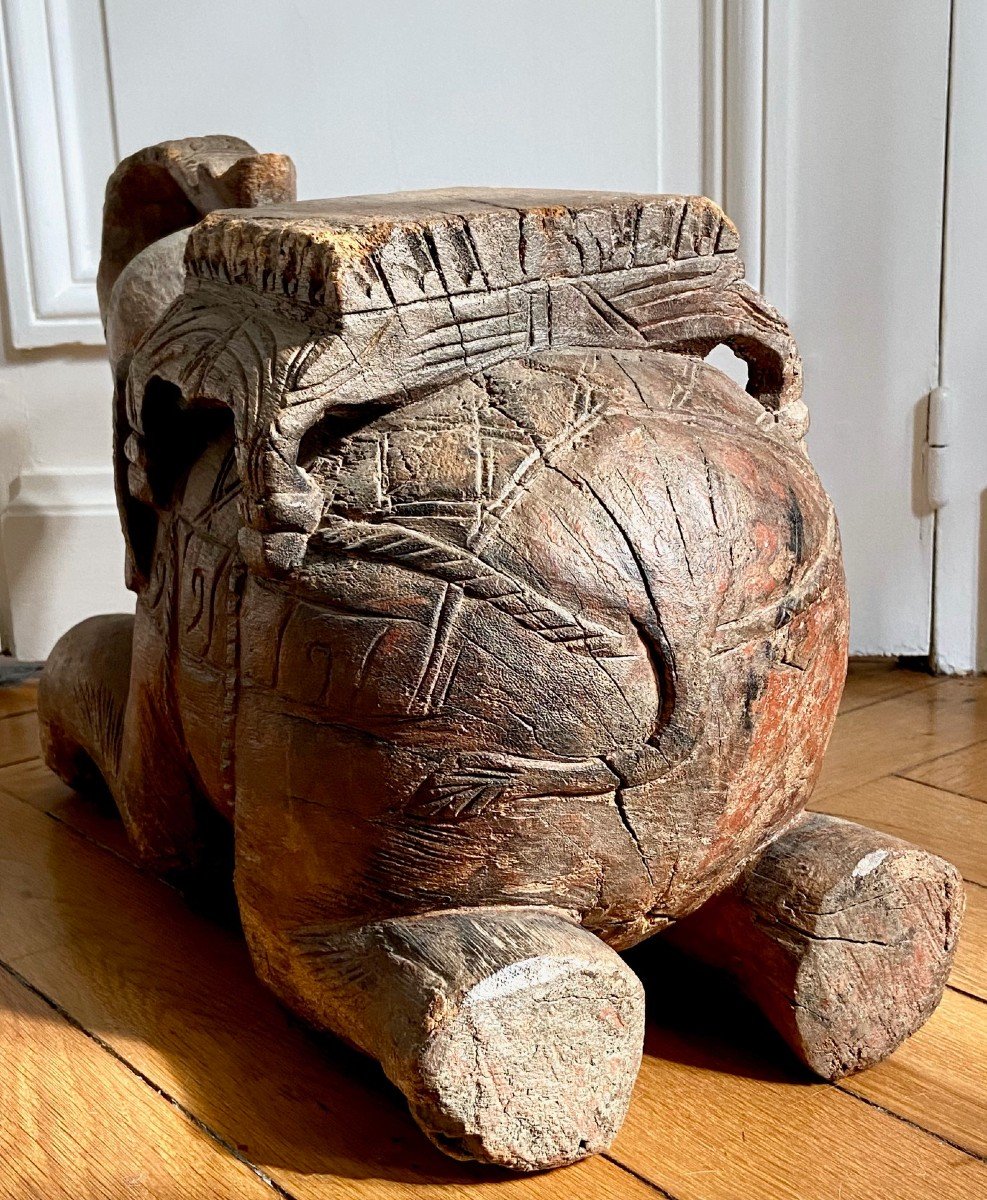 Burma, Second Half Of The 19th Century, Pair Of Carved Wooden Elephant Saddles. -photo-5