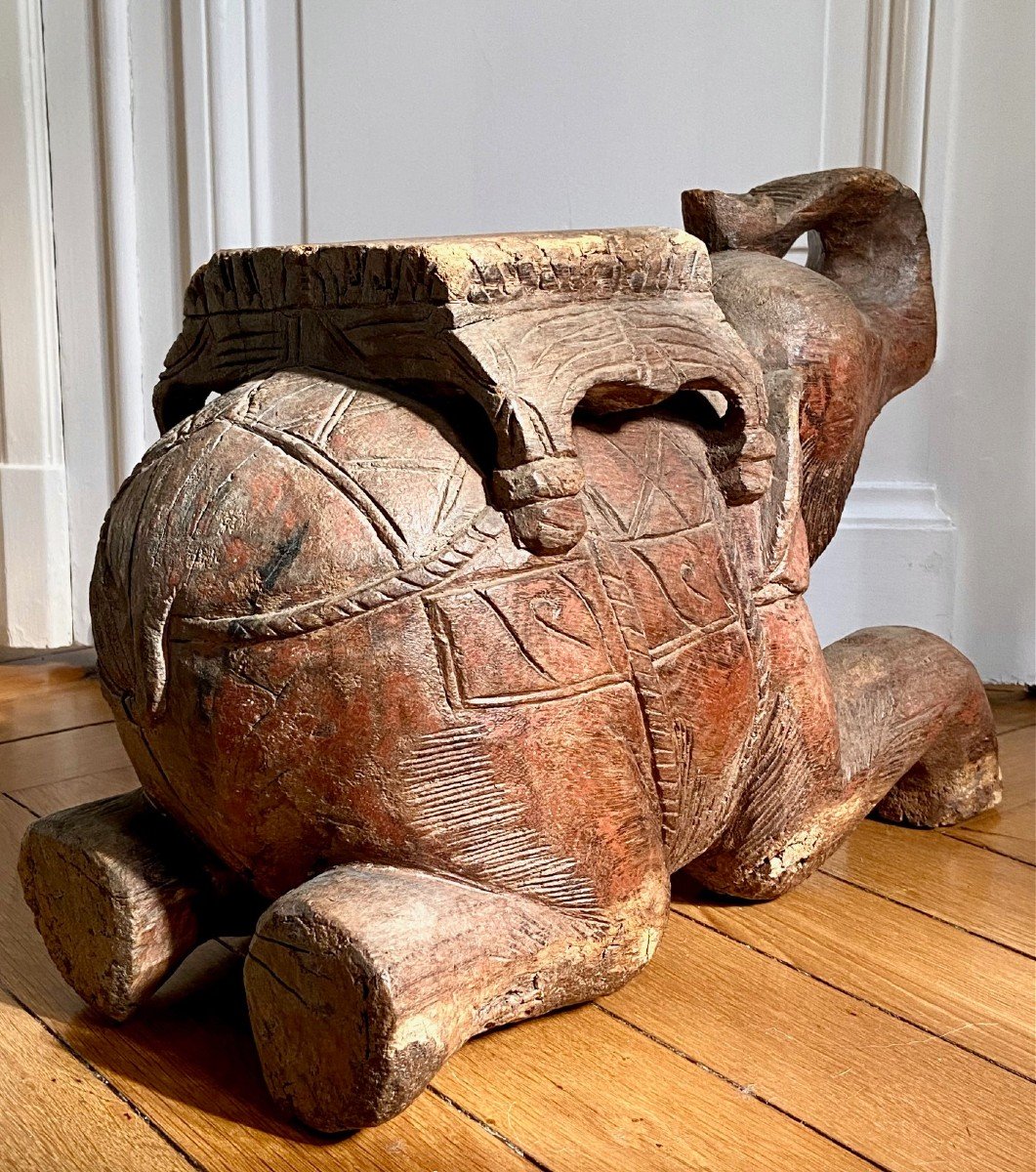 Burma, Second Half Of The 19th Century, Pair Of Carved Wooden Elephant Saddles. -photo-6