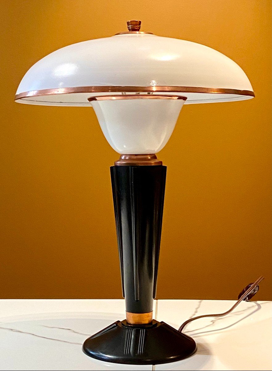 France, Années 1950, Lampe Jumo Modèle Champignon 320 Révélatrice Du Courant Art Déco. -photo-2