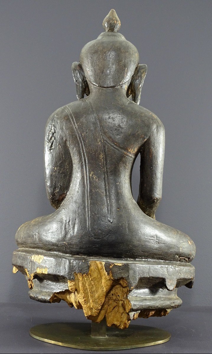 Birmanie, Royaume De Mandalay, Fin Du XIXème-début Du XXème Siècles, Bouddha En Bois Sculpté.-photo-5