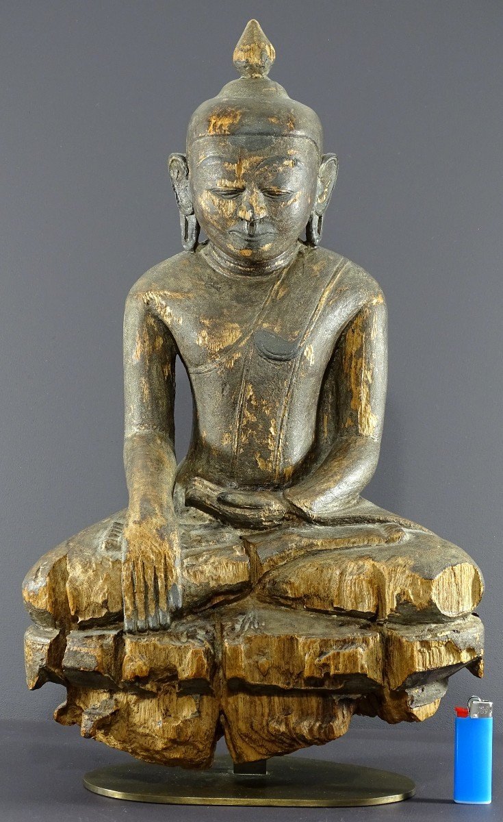 Birmanie, Royaume De Mandalay, Fin Du XIXème-début Du XXème Siècles, Bouddha En Bois Sculpté.-photo-8