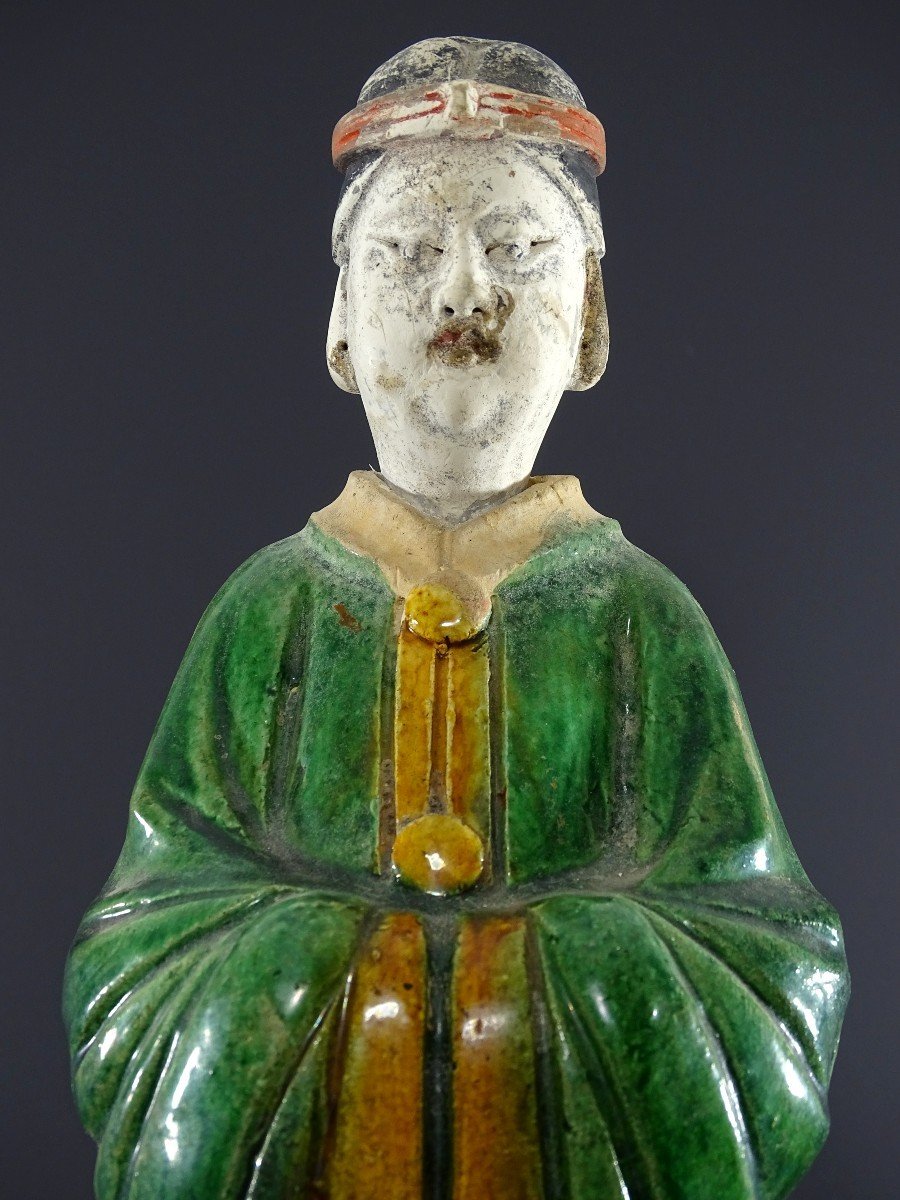 China, 17th Century, Ming Period, Glazed Earthenware Statue Depicting A Dignitary. 
