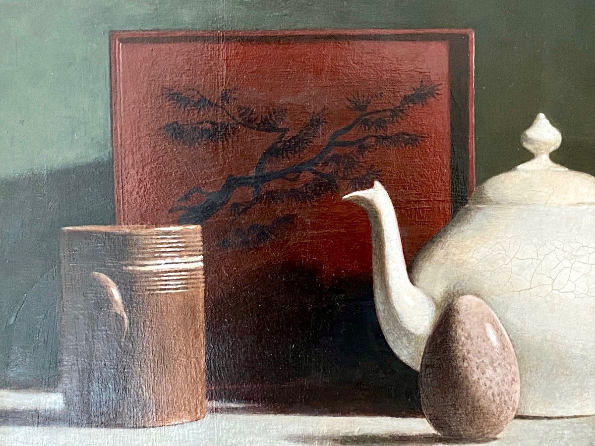 Jean Bailly (né En 1940), Tableau Nature Morte à La Théière. -photo-4