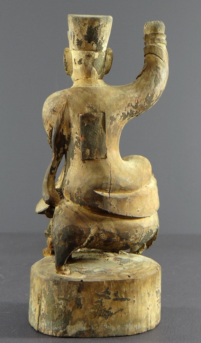 China, Early 19th Century, Carved Wooden Statue Of Chao Kung Ming. -photo-2