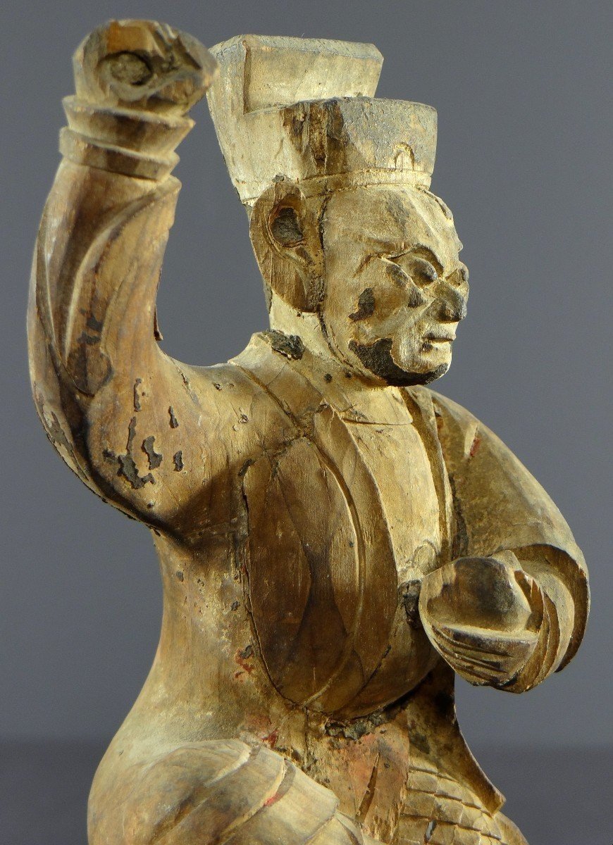 China, Early 19th Century, Carved Wooden Statue Of Chao Kung Ming. -photo-3