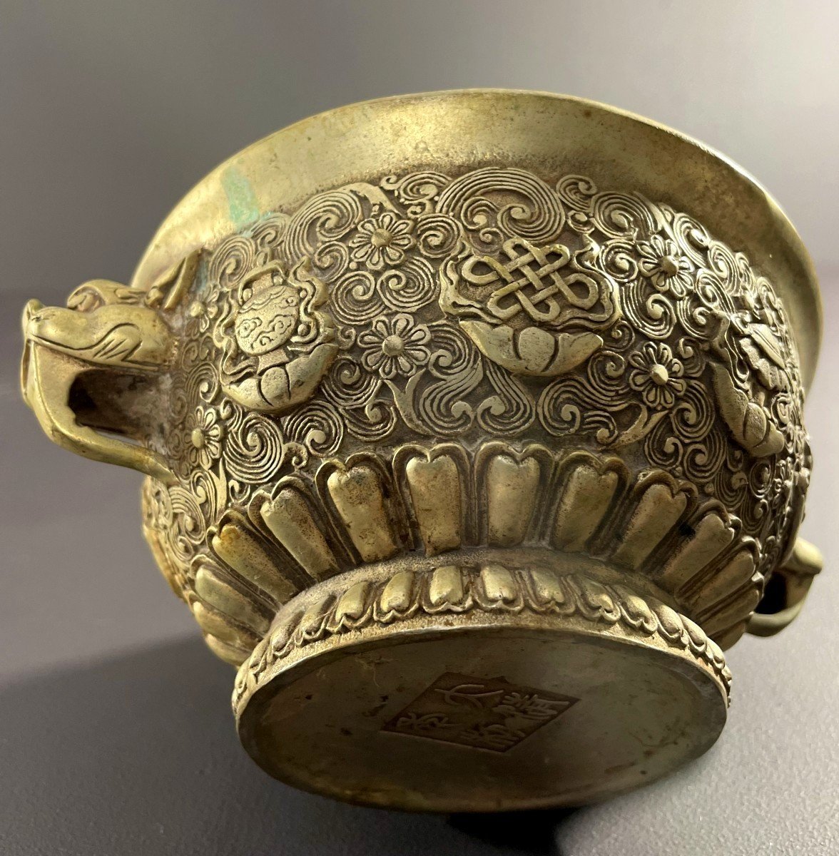 China, 1930s/1950s, Silver Alloy Incense Burner Richly Decorated With Relief Motifs.-photo-7