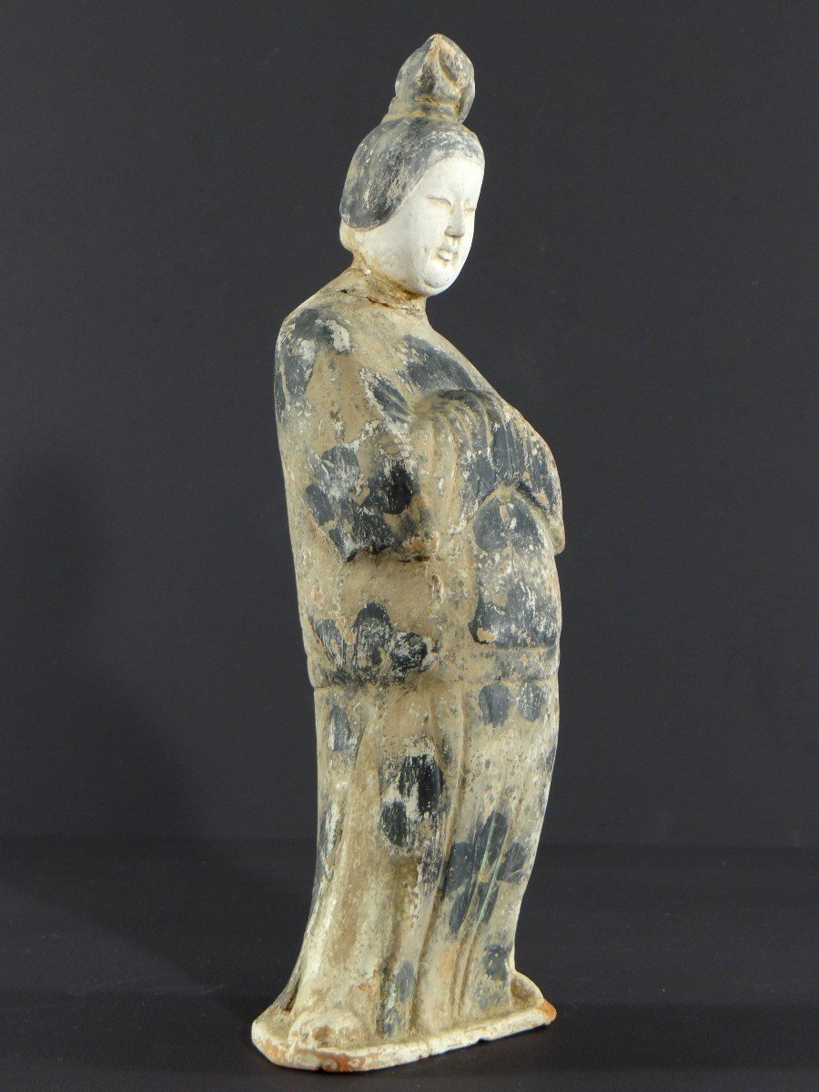 China, Tang Dynasty Period (618-907), Terracotta Statuette Of A Court Lady Called "fat Lady"-photo-2