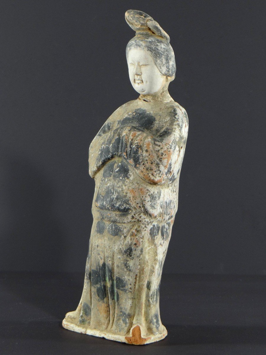 China, Tang Dynasty Period (618-907), Terracotta Statuette Of A Court Lady Called "fat Lady"-photo-4