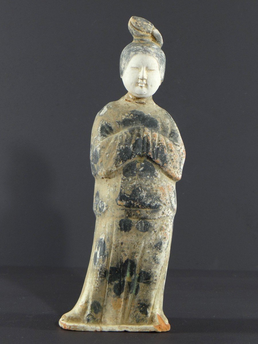 China, Tang Dynasty Period (618-907), Terracotta Statuette Of A Court Lady Called "fat Lady"-photo-2