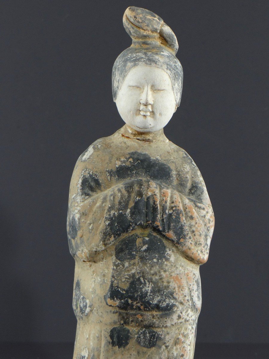 China, Tang Dynasty Period (618-907), Terracotta Statuette Of A Court Lady Called "fat Lady"-photo-6