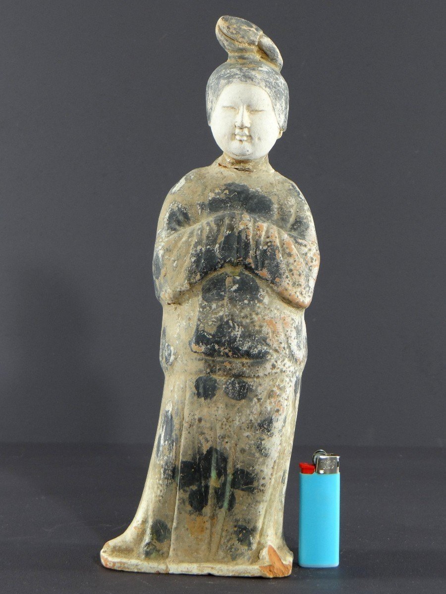 China, Tang Dynasty Period (618-907), Terracotta Statuette Of A Court Lady Called "fat Lady"-photo-8