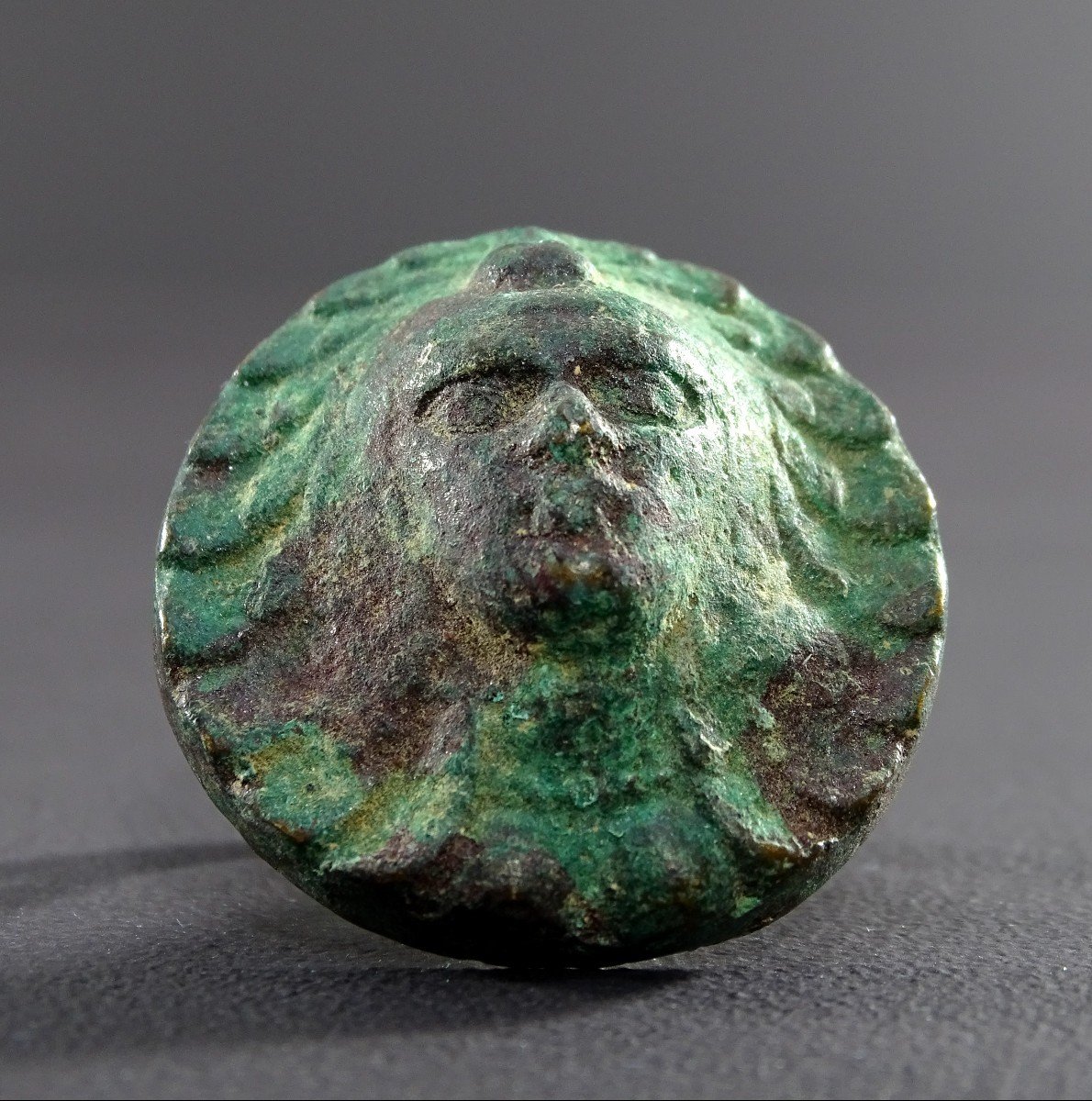 Bactrian Civilization, 3rd Century Bce, Rare Bronze Medusa Ring. -photo-2