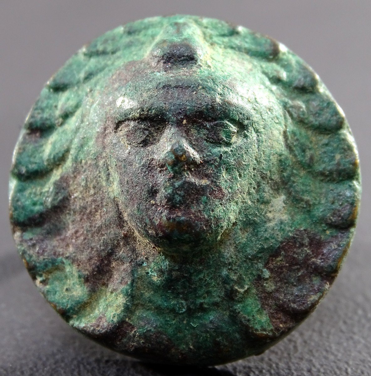 Bactrian Civilization, 3rd Century Bce, Rare Bronze Medusa Ring. -photo-2