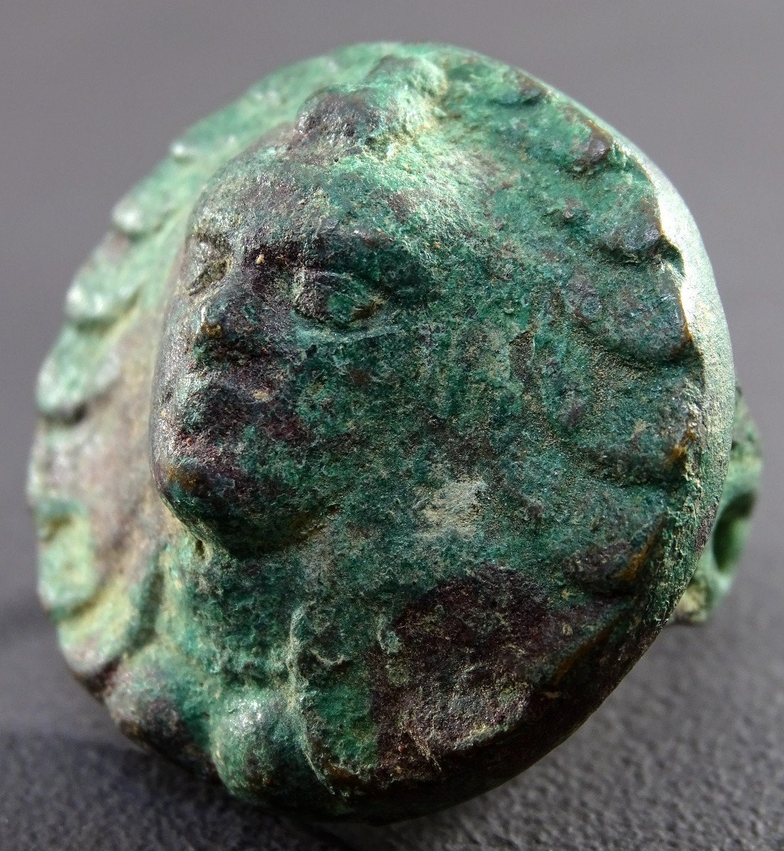 Bactrian Civilization, 3rd Century Bce, Rare Bronze Medusa Ring. -photo-4