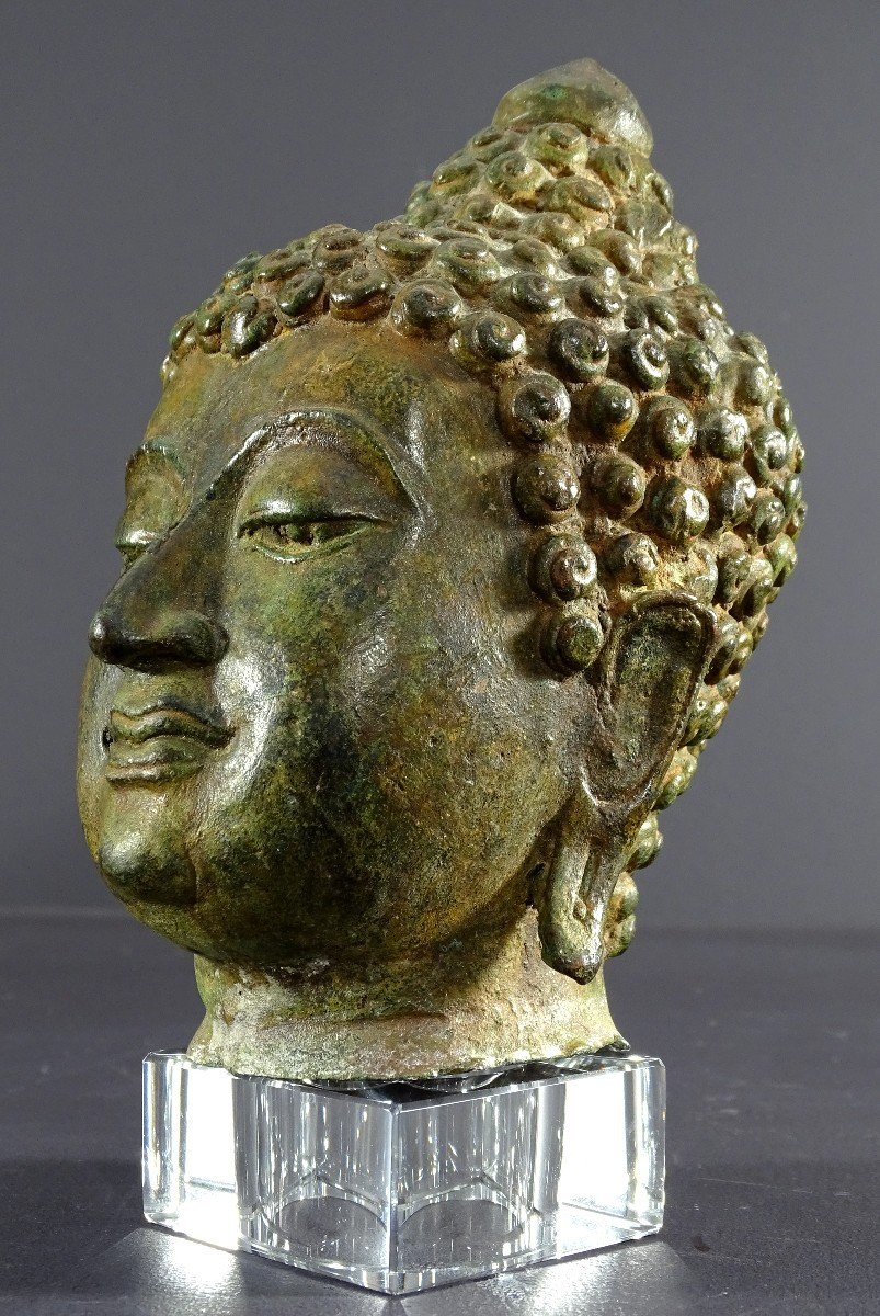 Thailand, First Third Of The 20th Century, Sukothai Style, Bronze Buddha Head. 