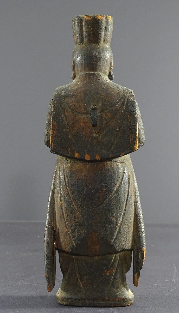 Japan, Early Edo Period (1603-1868), Rare And Antique Carved Wooden Statue Of A Shinto God. -photo-4