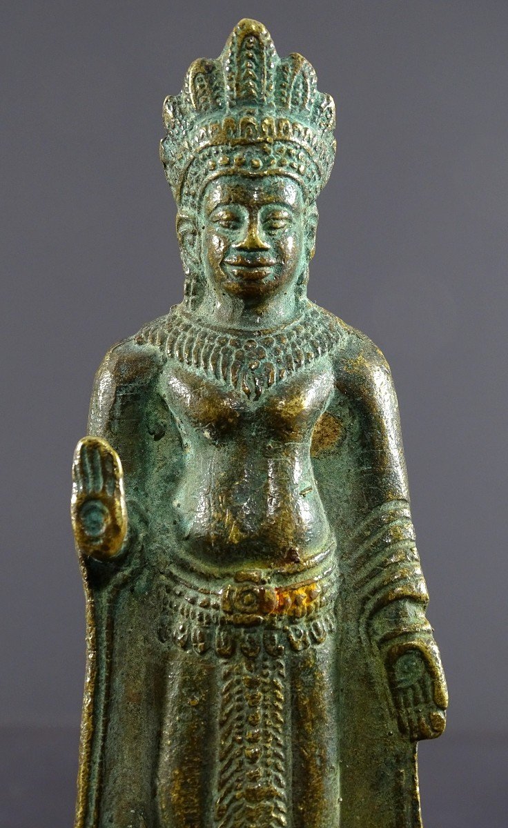 Thaïlande, Début Du XXème, Dans Le Style Du Royaume De Lobpuri, Statue De Bouddha En Bronze.-photo-1