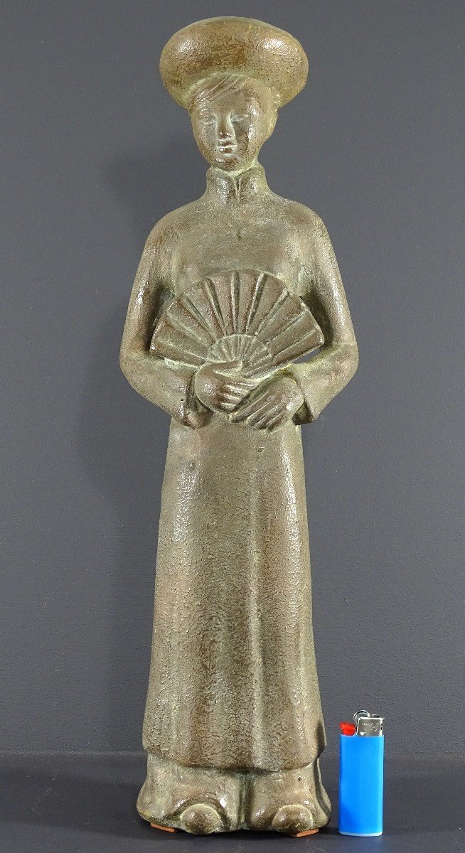 Vietnam, 1960s/1970s, Large Terracotta Statue Of A Lady Of Quality. -photo-4