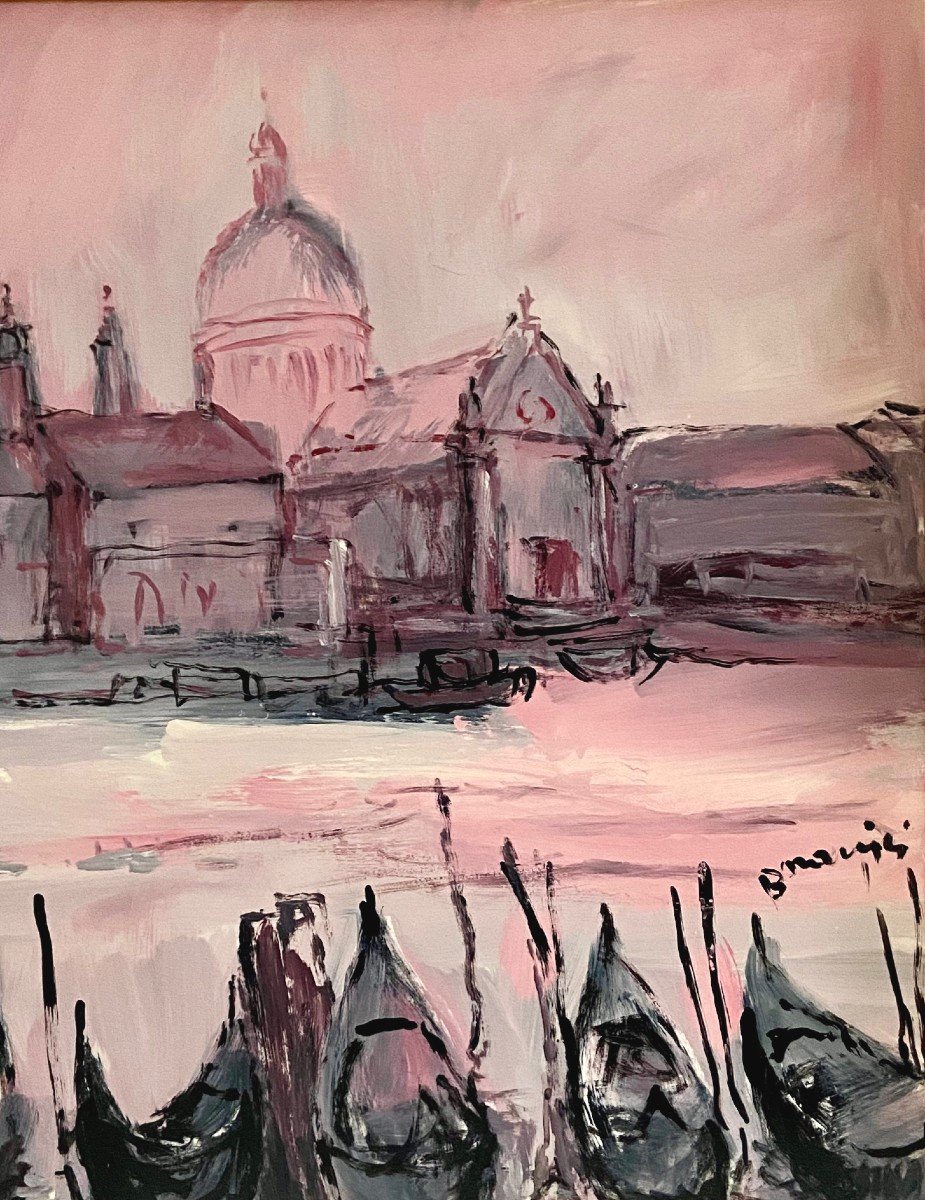 Mario Bonamici (1912-2002), Painting View Of Venice Titled "rose Of Venice"-photo-3