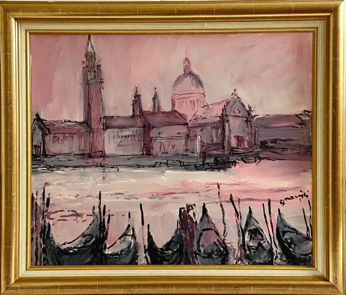 Mario Bonamici (1912-2002), Painting View Of Venice Titled "rose Of Venice"-photo-2