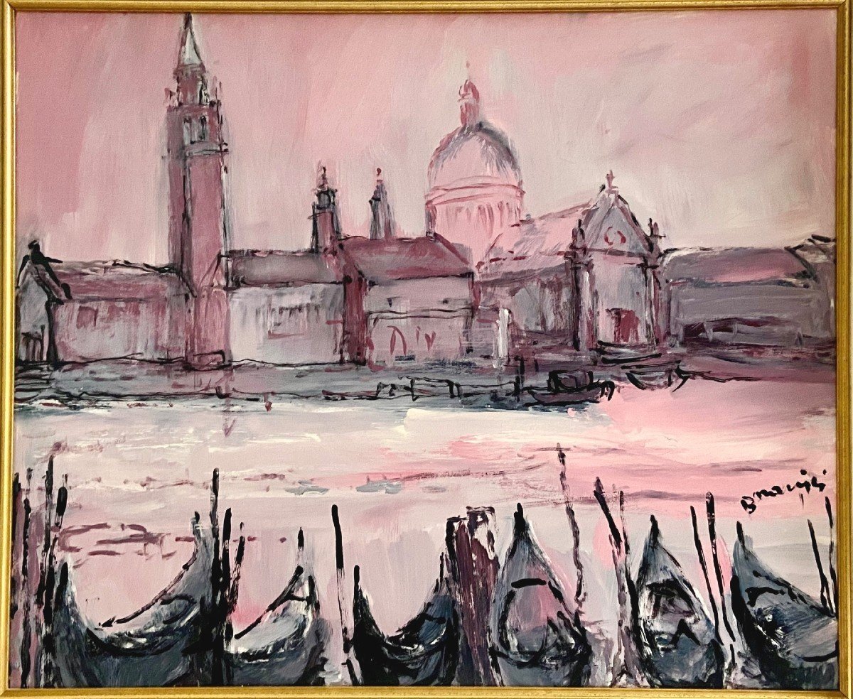 Mario Bonamici (1912-2002), Painting View Of Venice Titled "rose Of Venice"