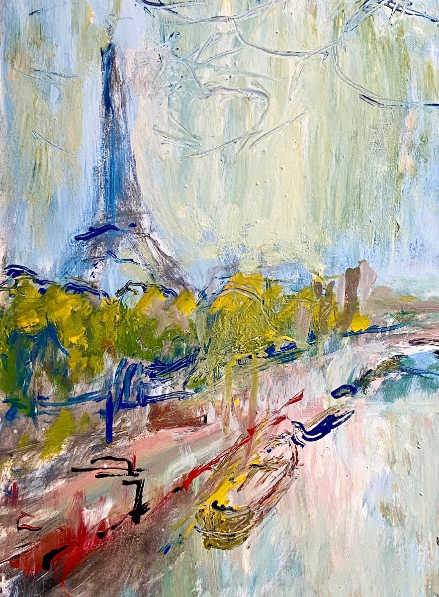 Mario Bonamici (1912-2002), Painting Pont Alexandre III Paris 1970s.-photo-3