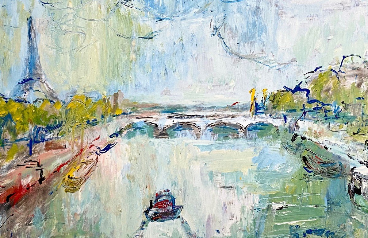 Mario Bonamici (1912-2002), Painting Pont Alexandre III Paris 1970s.-photo-4