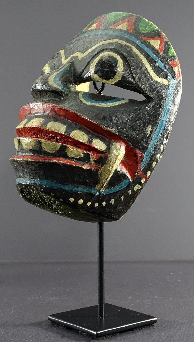 Indonésie, île De Java, Théâtre De Râmâyana, Masque De Raksasa En Bois Polychrome. -photo-3