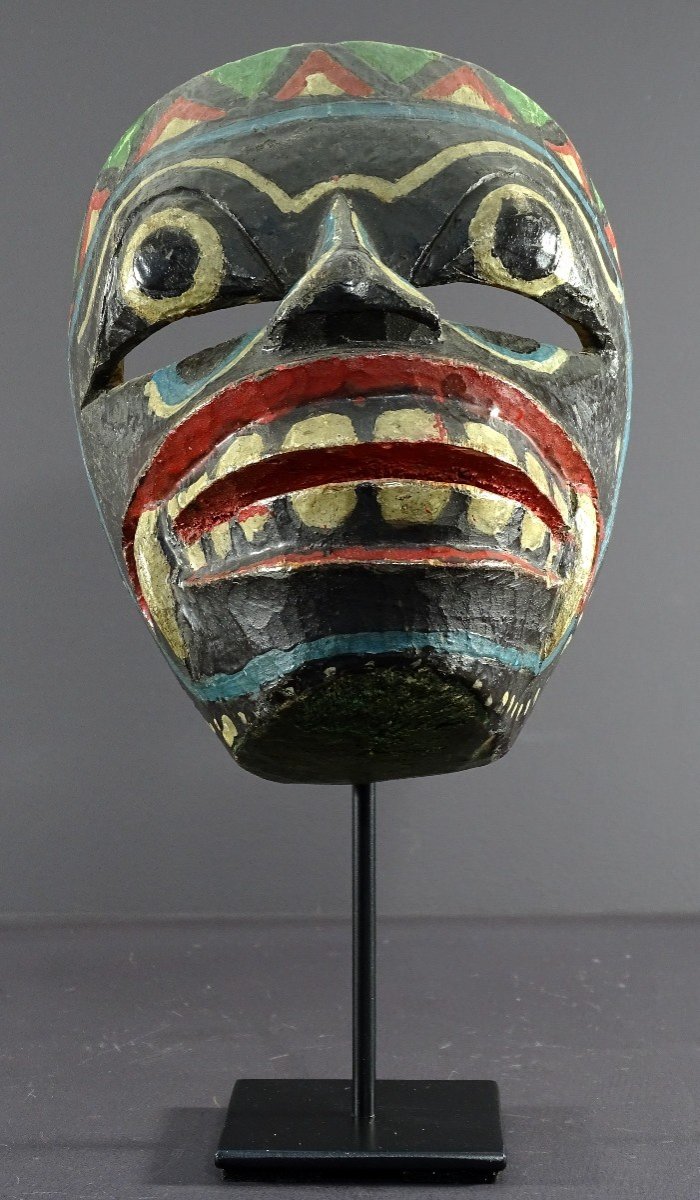 Indonésie, île De Java, Théâtre De Râmâyana, Masque De Raksasa En Bois Polychrome. -photo-2