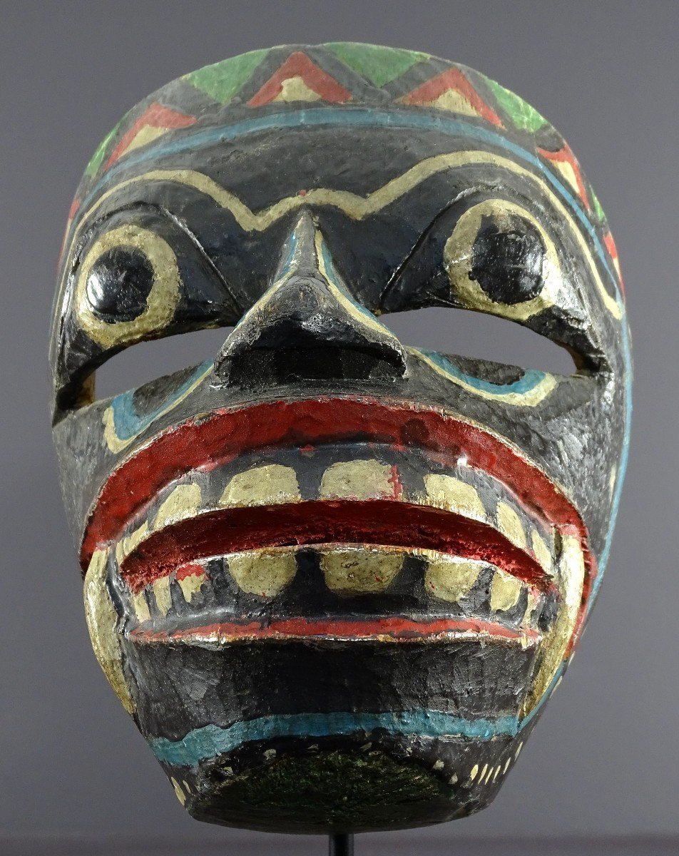 Indonésie, île De Java, Théâtre De Râmâyana, Masque De Raksasa En Bois Polychrome. -photo-3