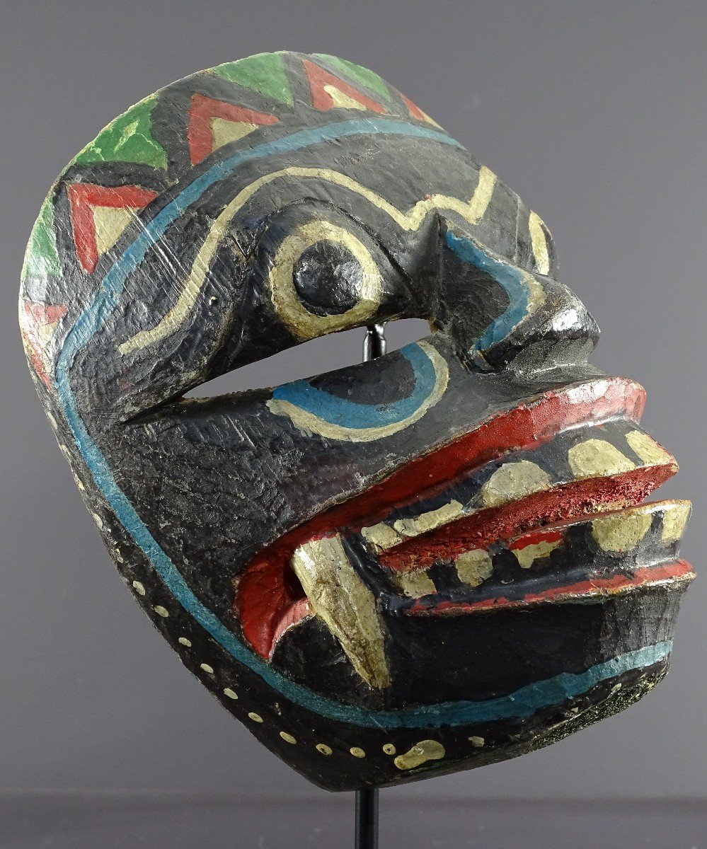 Indonésie, île De Java, Théâtre De Râmâyana, Masque De Raksasa En Bois Polychrome. -photo-4