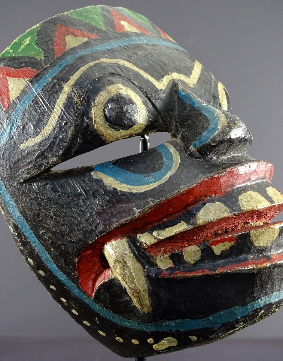 Indonésie, île De Java, Théâtre De Râmâyana, Masque De Raksasa En Bois Polychrome. -photo-5