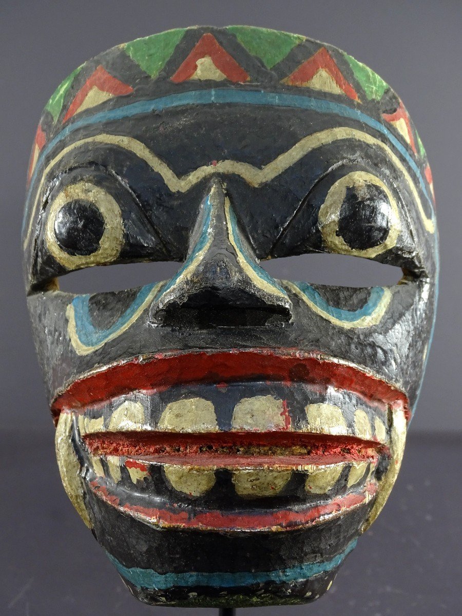 Indonésie, île De Java, Théâtre De Râmâyana, Masque De Raksasa En Bois Polychrome. -photo-7