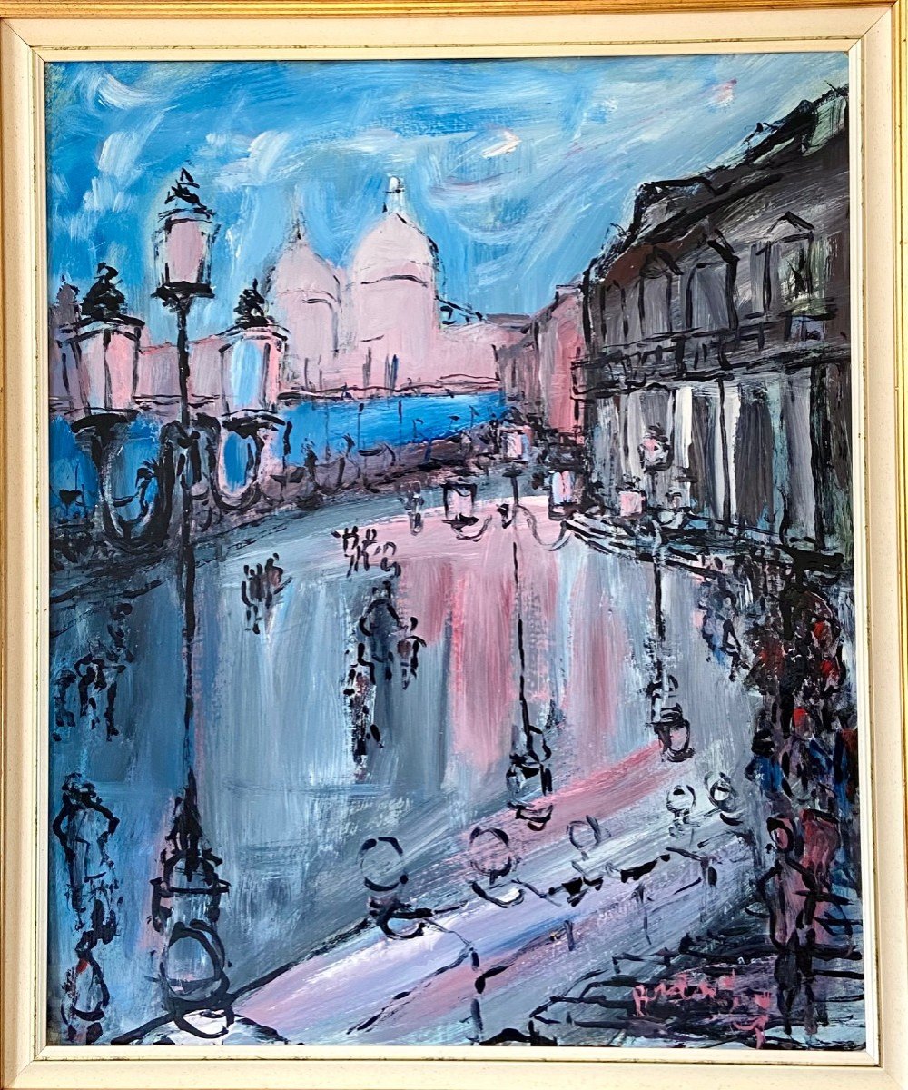 Mario Bonamici (1912-2002), Tableau Vue De Paris Montmartre Au Petit Matin Années 1970.-photo-2