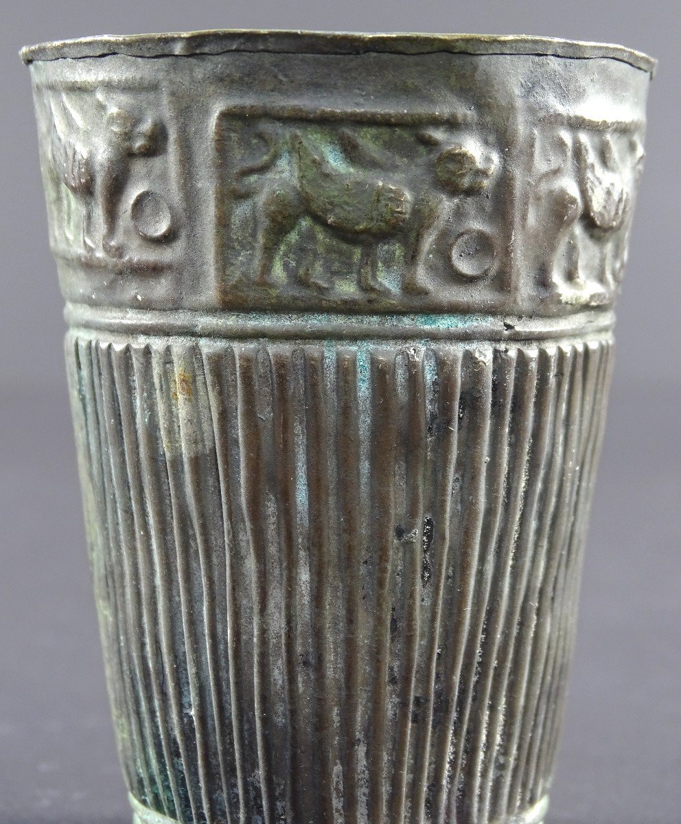 Bactrian Civilization, 3rd Century Bc, Rare Silver Alloy Goblet. -photo-3