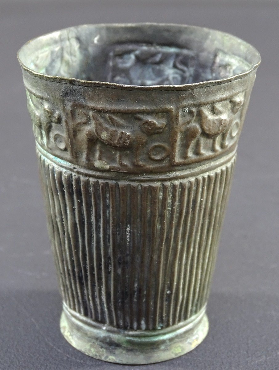 Bactrian Civilization, 3rd Century Bc, Rare Silver Alloy Goblet. -photo-1