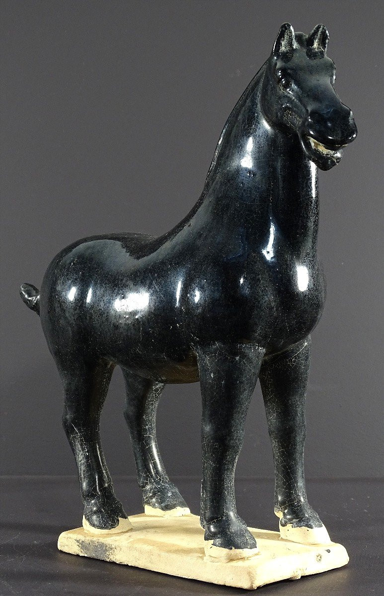 Chine, Années 1960/1970, Sculpture En Terre Vernissée Figurant Un Cheval Esprit Dynastie Tang. -photo-2